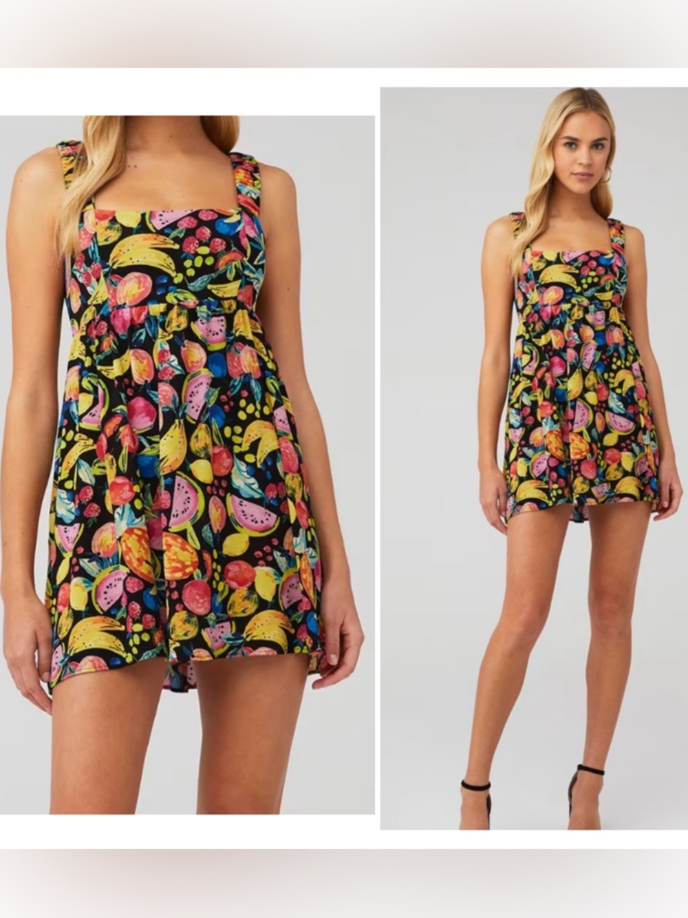 Show Me Your Mumu Fling Black Tropical Fruit Tango Mini Dress NWT $148